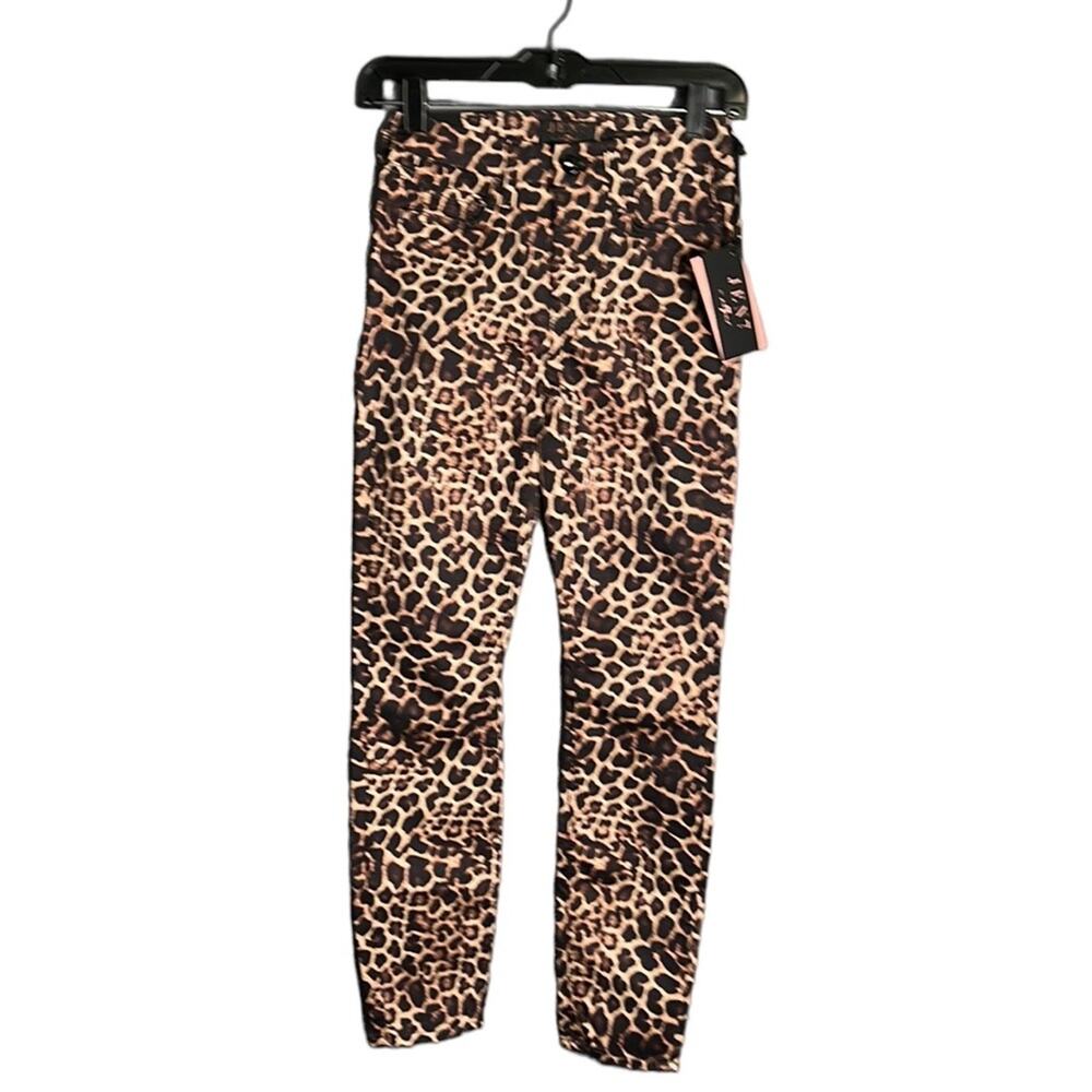 Jen 7 Mid Rise Leopard Ankle Skinny Pants 0